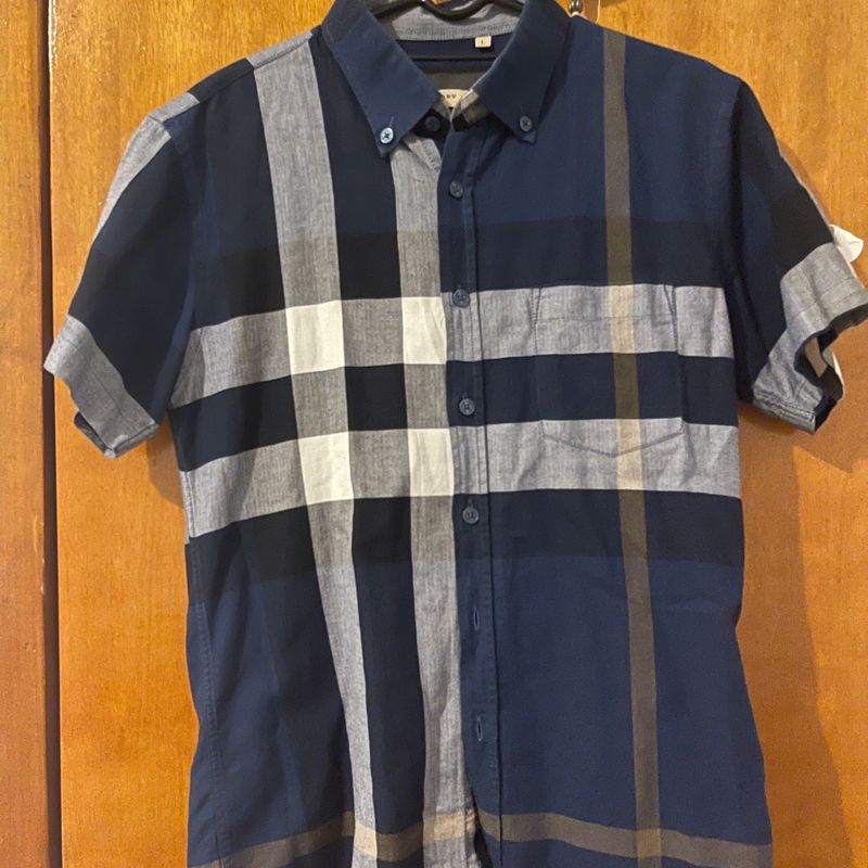 Camisa Burberry Xadrez Azulada. Tamanho G Infantil Camisa Masculina Burberry Usado 95280859 enjoei