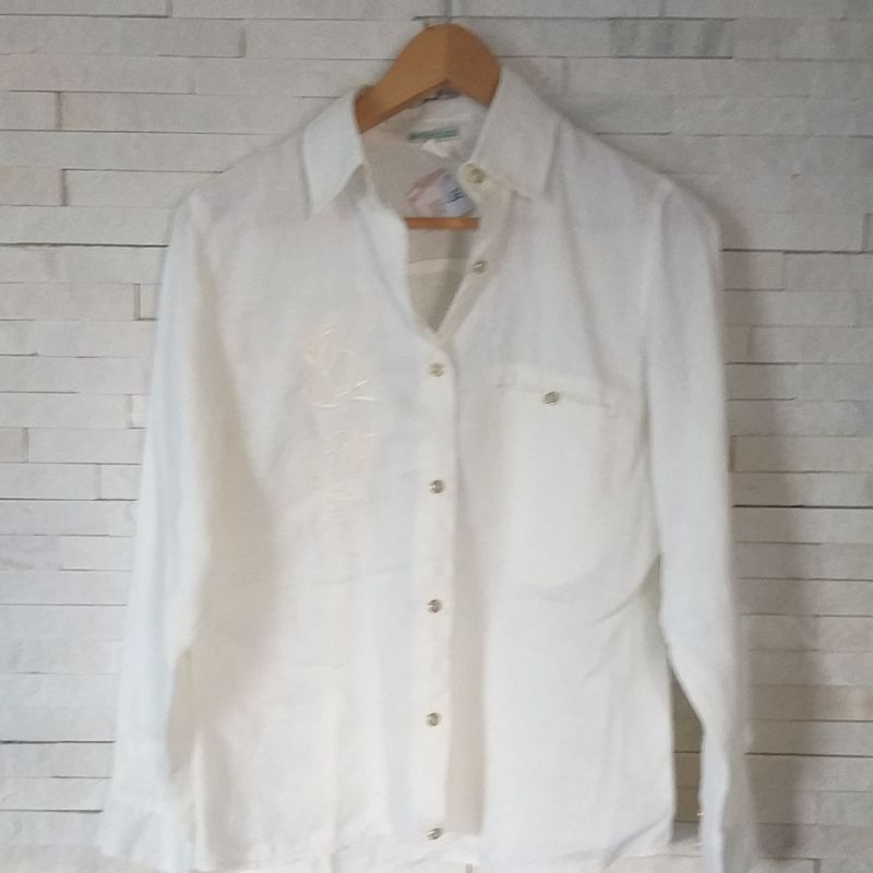 Camisa de cambraia de best sale linho feminina
