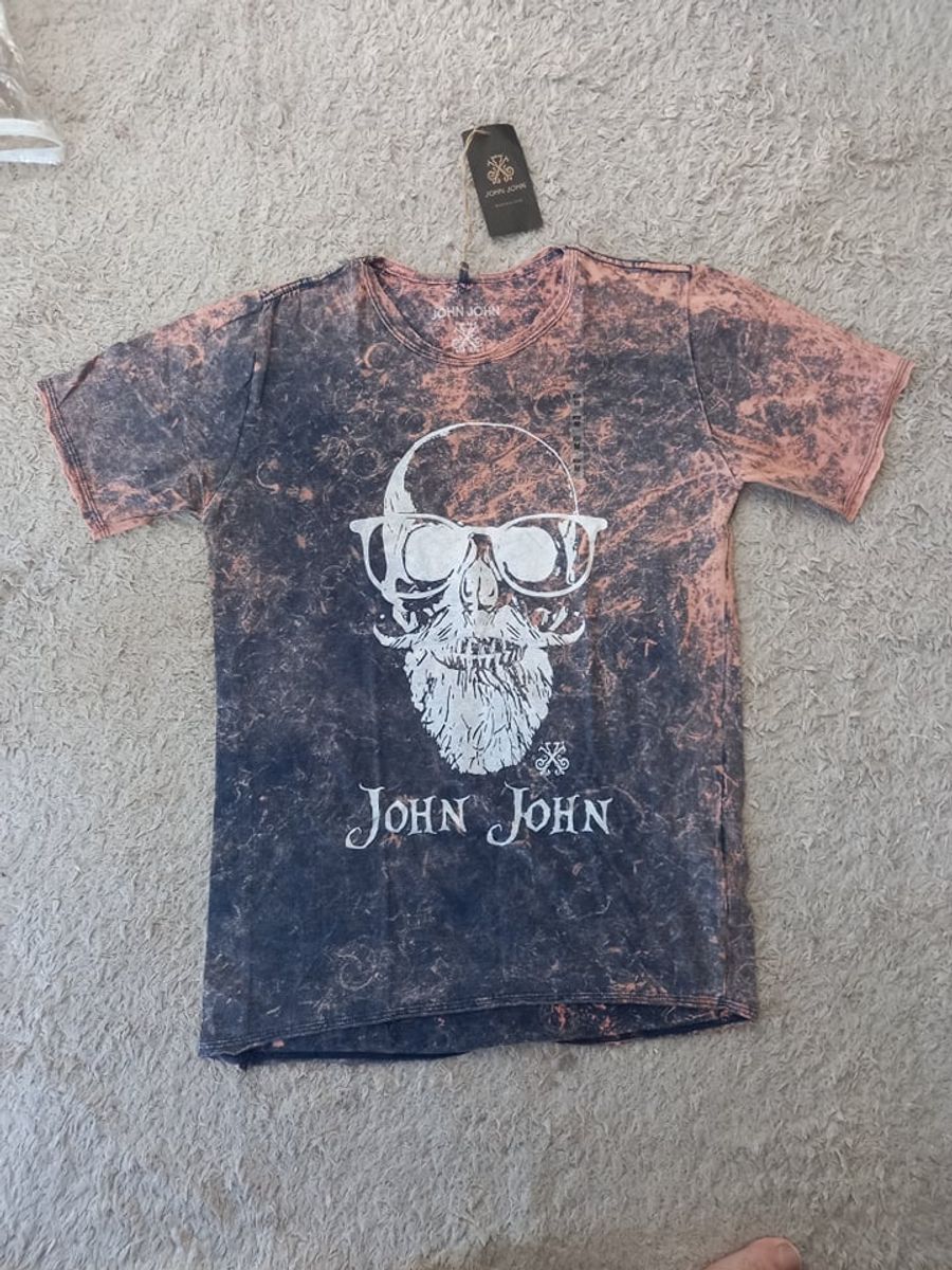 Camiseta John John Masculina Blue Skul Preta