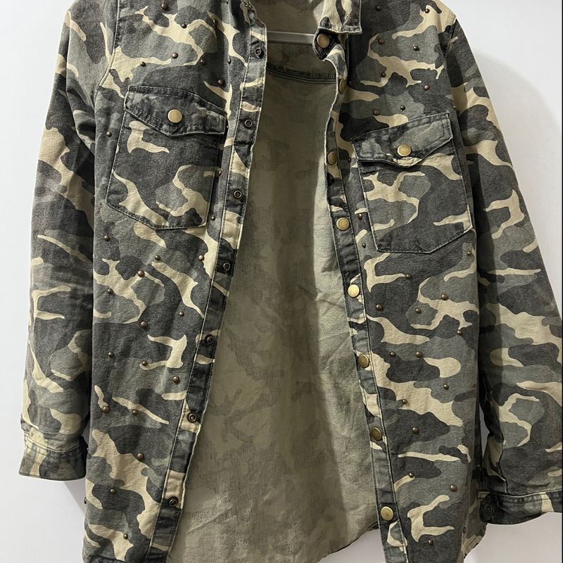 Camisa Camuflada Sarja Camisa Feminina Renner Blue Steel Usado