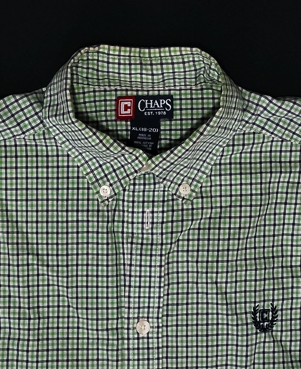Camisa Chaps By Ralph Lauren Xadrez Manga Longa Verde Xl (Veste M