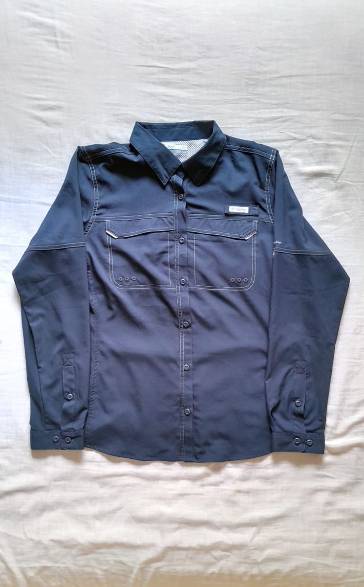 Chemise Columbia Omni-Shade Manches Longues – Rayée, Protection Solaire, Taille L, Occasion