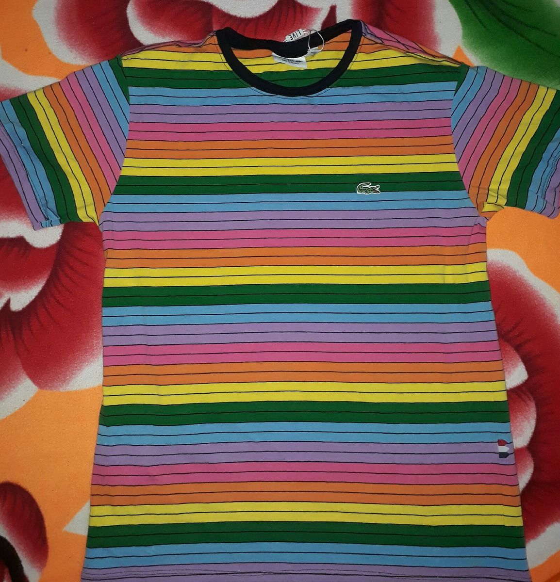 lacoste listrada arco iris