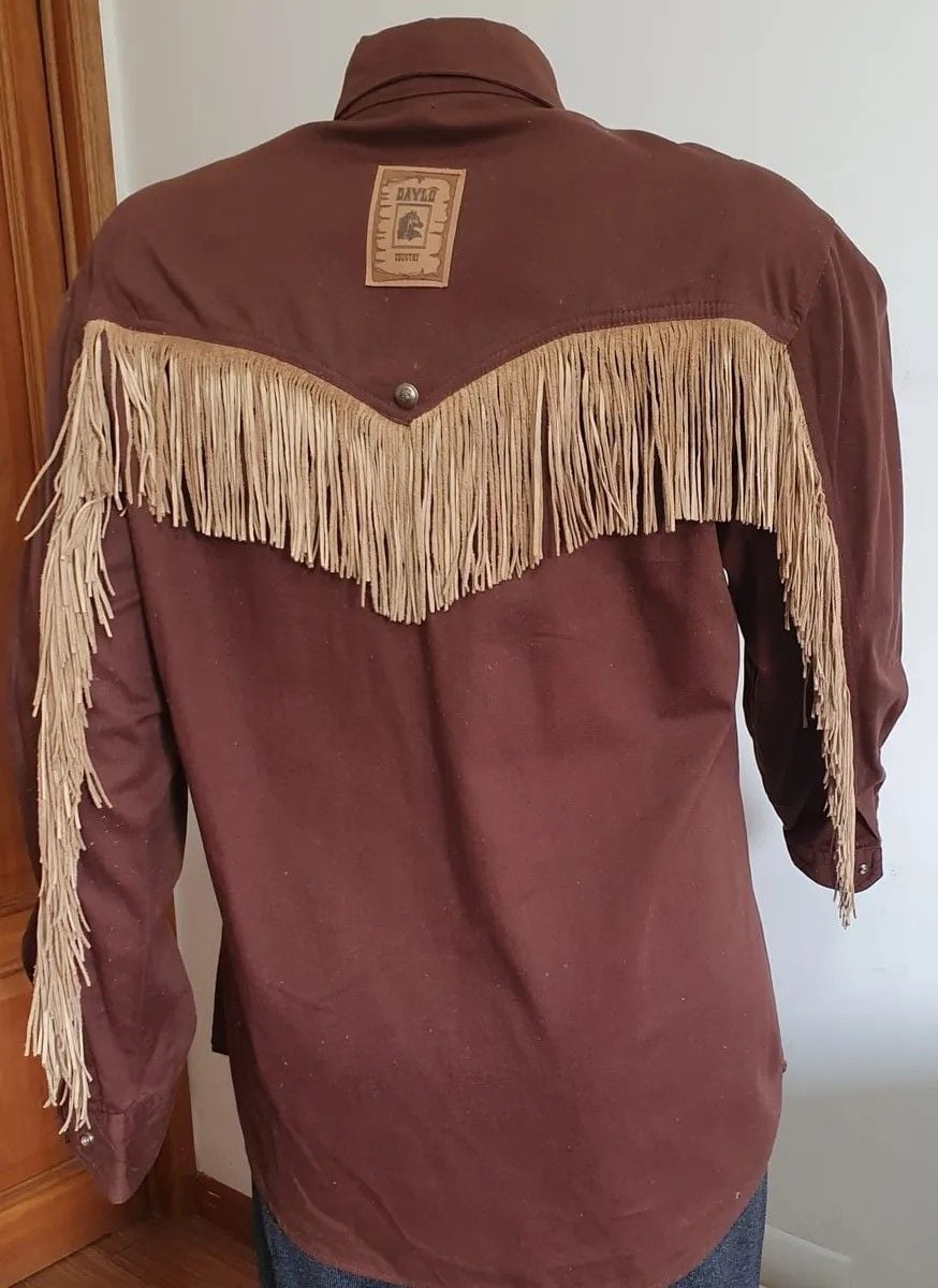Camisa ... Daylô Country ...vintage Country Masculina, Franjas em Couro ...