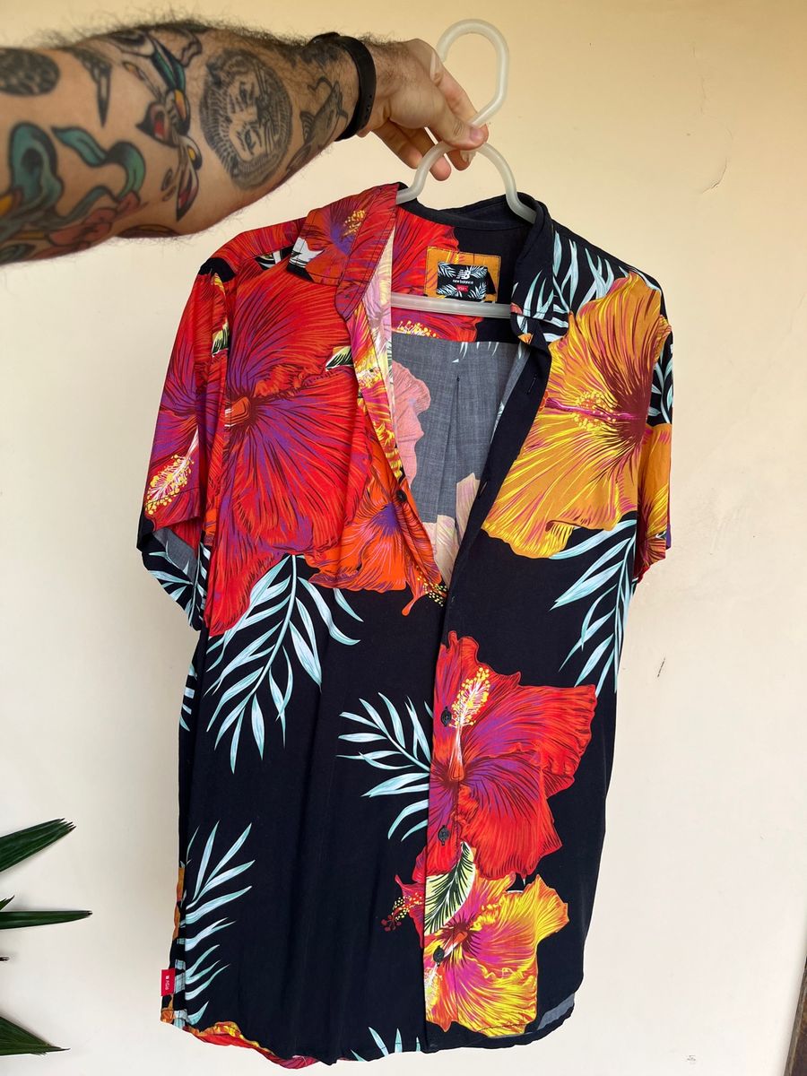 Camisa de best sale botao floral