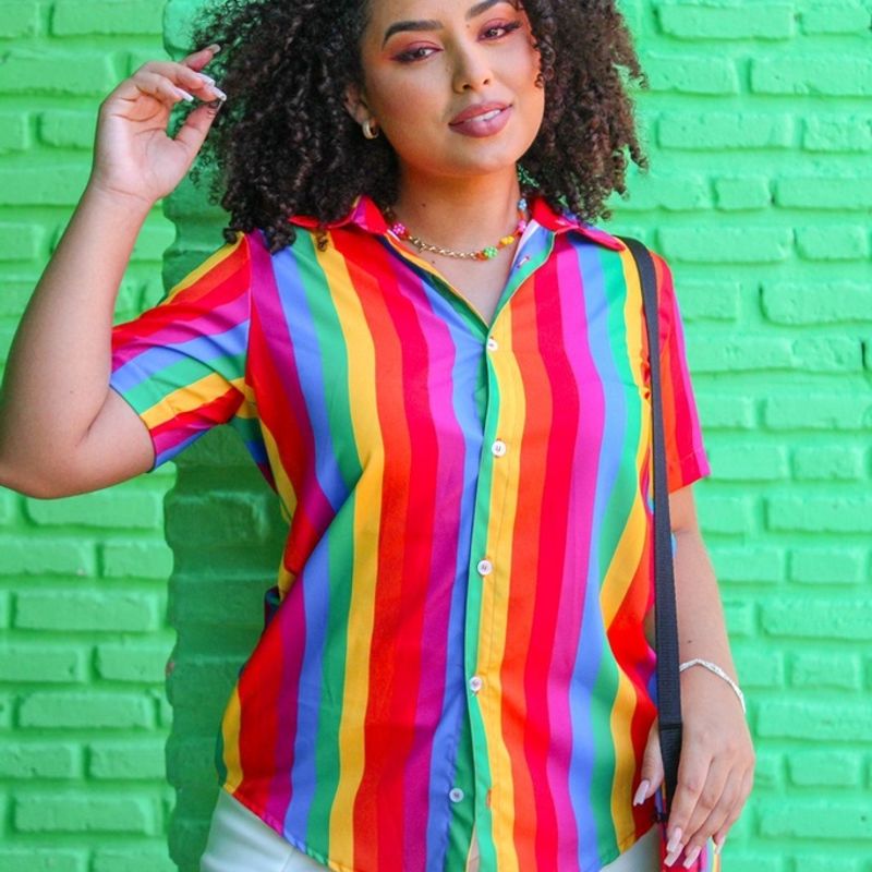 Camisa de Botão Lgbt Slim Tam 38 a 42 Camisaria Unissex | Nunca