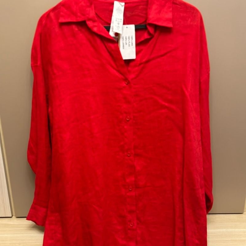 Camisa de Linho Vermelha Calzedonia Nunca Usado 110795890 enjoei