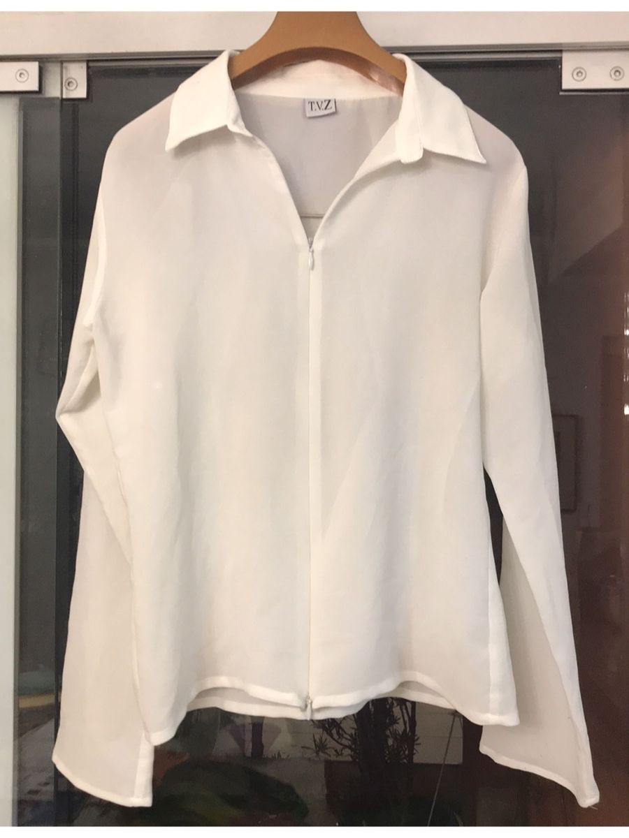 camisa seda branca feminina