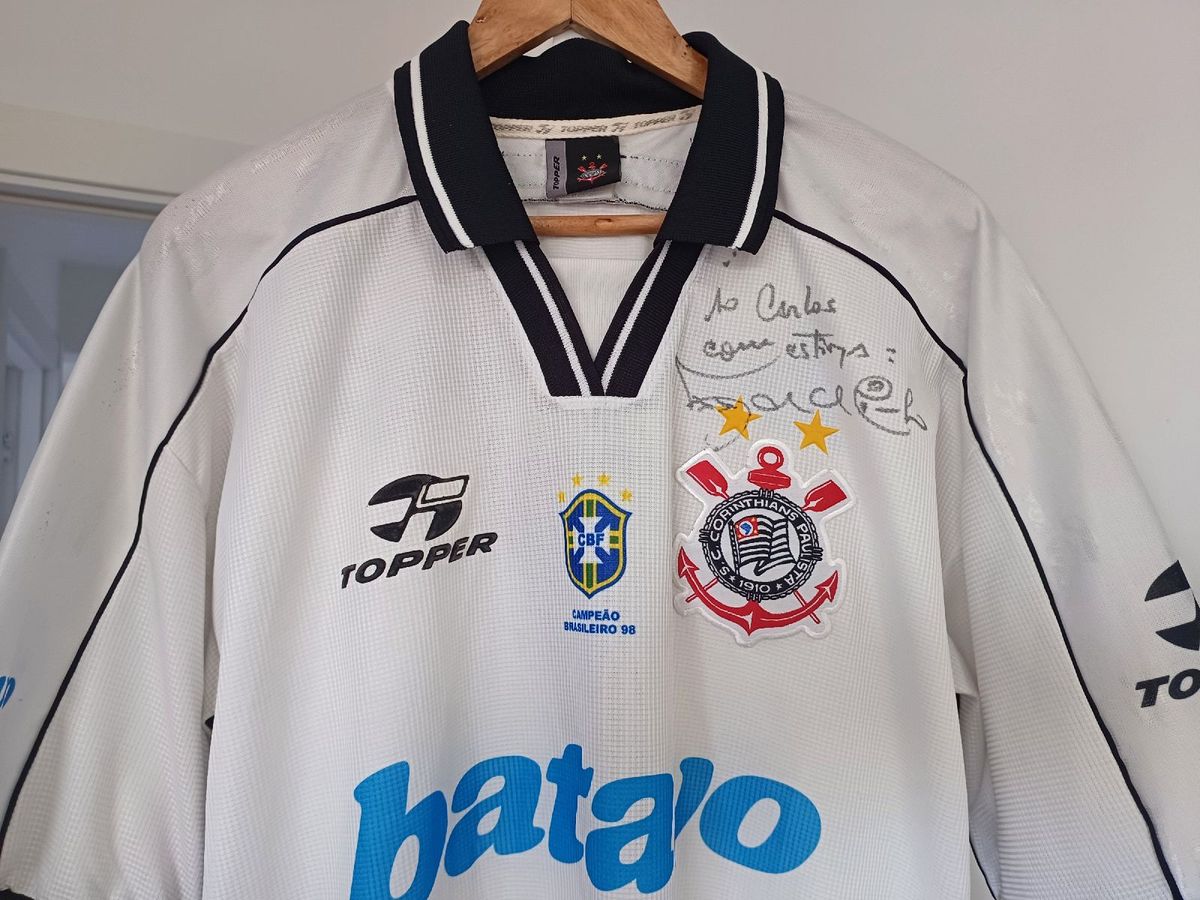 Maillot Corinthians 1997 Domicile, #7 Marcelinho Carioca, Penalty, Homme Taille L