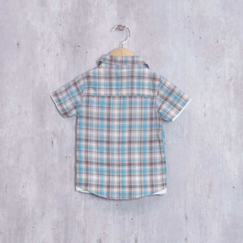 Camisa e Camiseta Marrom e Água Marinha Xadrez Tip Top, Roupa Infantil  para Menino Tip Top Usado 80467411