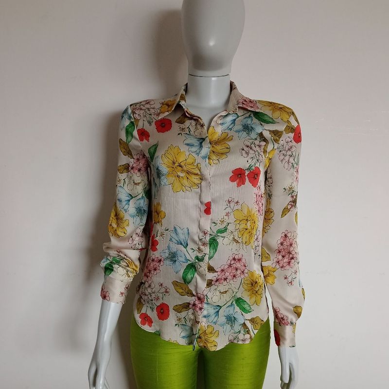 Camisa em Seda Zara Blusa Feminina Zara Nunca Usado 80366416