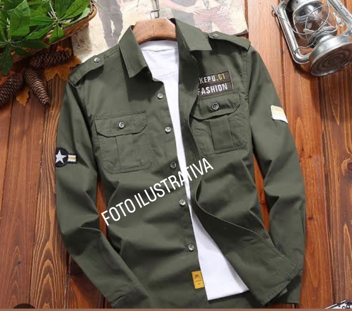 Camisa Estilo Militar Camisa Masculina Clock House Usado 85846515