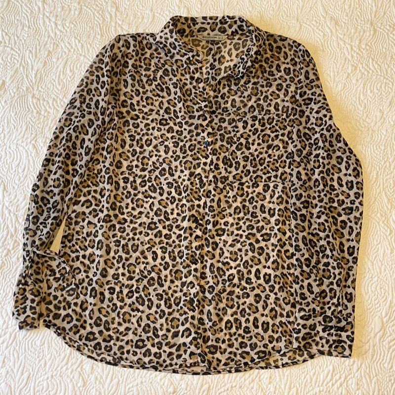 Camisa Feminina Animal Print M Stradivarius Camisa Feminina