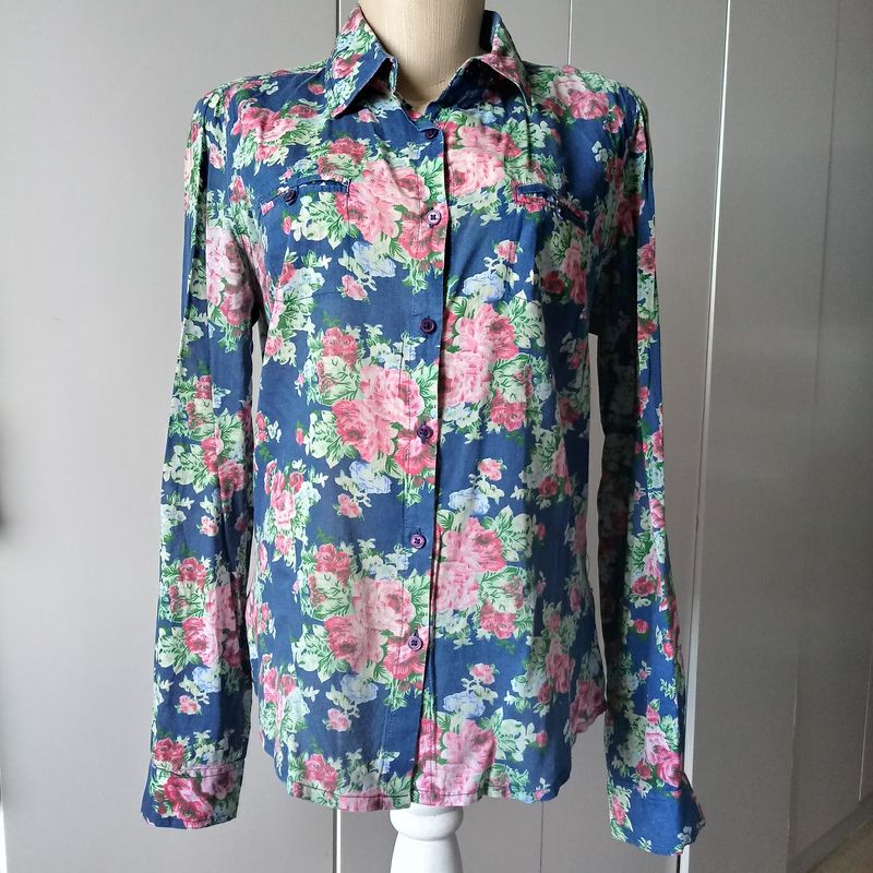 Blusa Luigi Bertolli Flores Azul