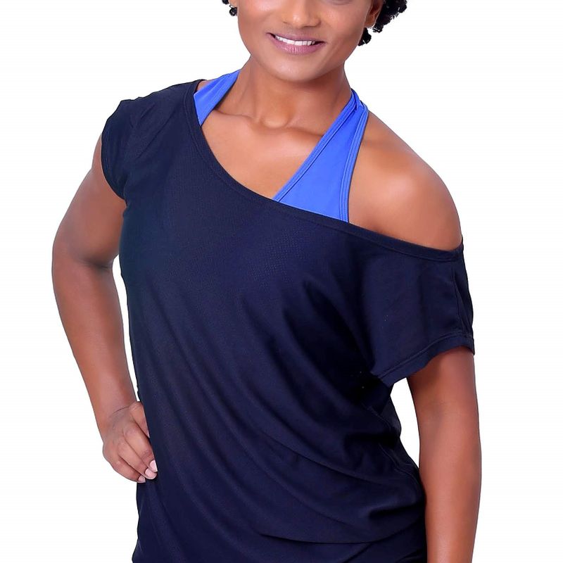 Camisa fitness academia lisa dry fit ombro caído feminino - R