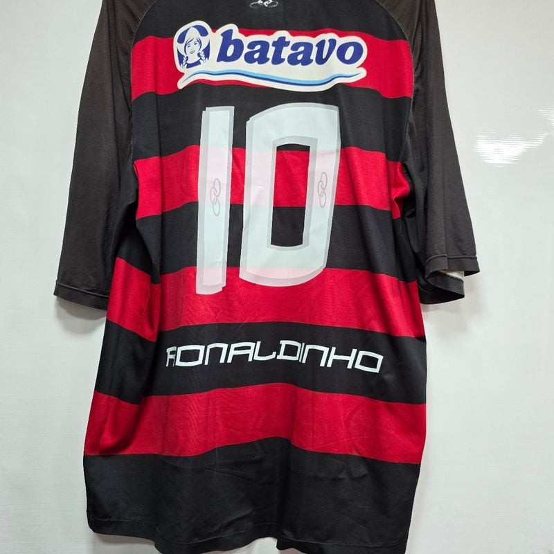 フラメンゴ　OLYMPIKUS RONALDINHO 10 赤黒ストライプシャツ フラメンゴ OLYMPIKUS RONALDINHO 10 赤黒ストライプシャツ