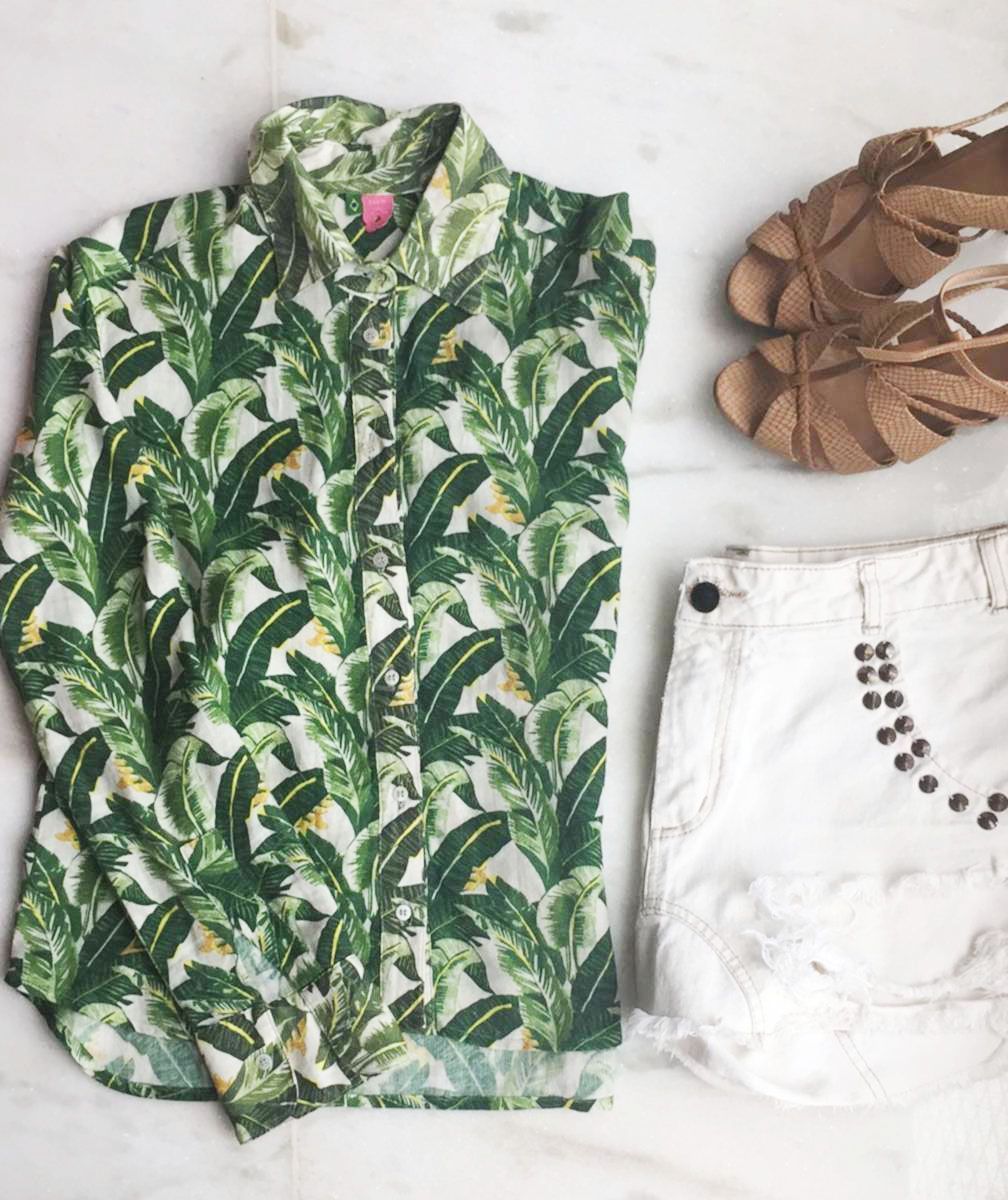 camisa folhagem farm - camisas farm