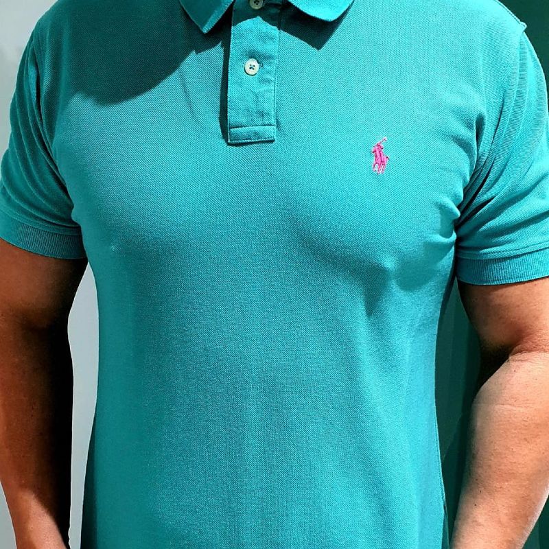 Camisa Gola Polo Azul Turquesa Ralph Lauren Original Camisa