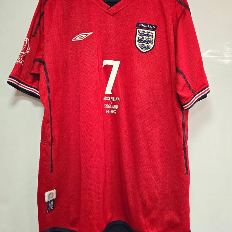 Camisa Inglaterra Away 02-04 Beckham 7 Vs Argentina Copa 2002
