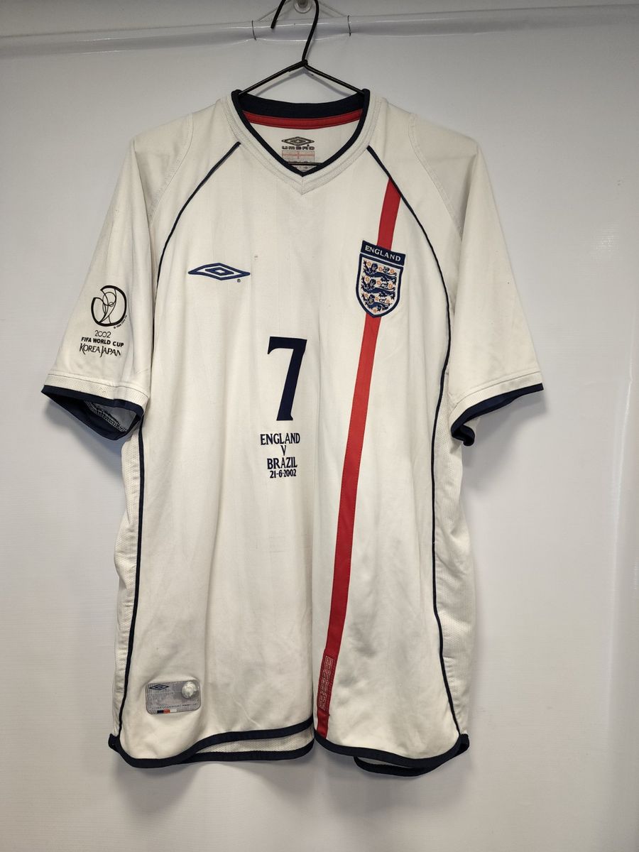 Camisa Inglaterra Home 01-03 Beckham 7 Vs Brasil Copa 2002