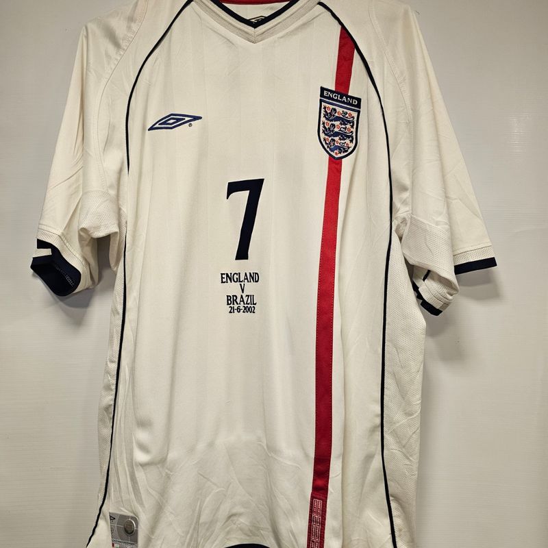 Camisa Inglaterra Home 01-03 M Beckham 7 Copa 2002 Vs Brasil