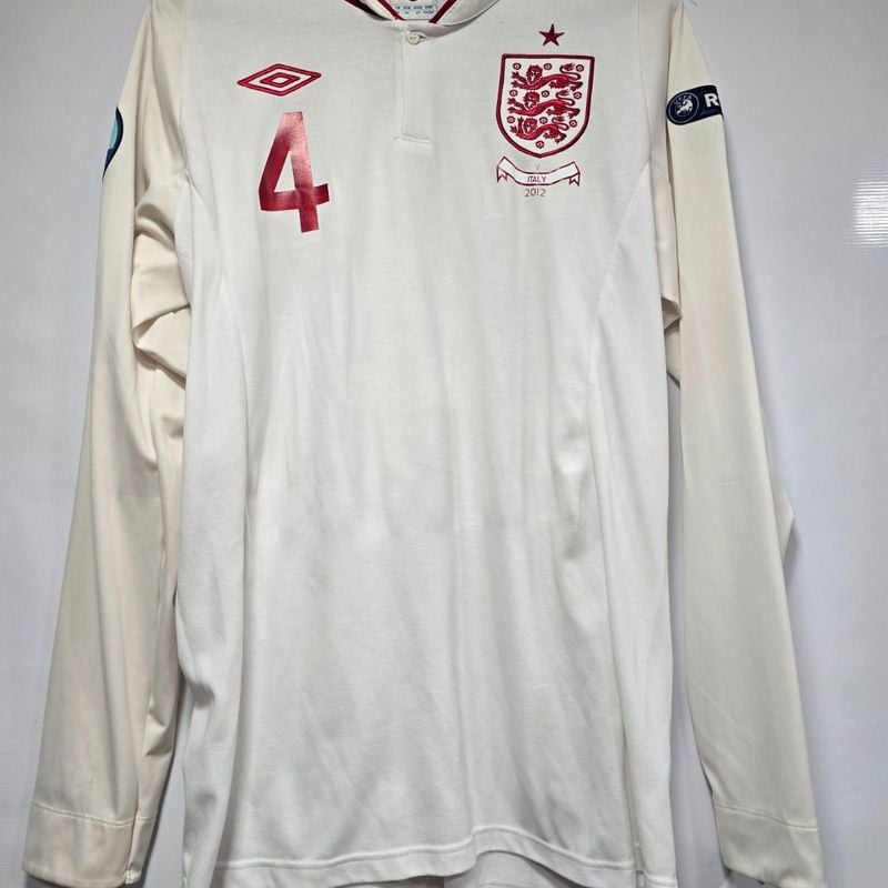 Camisa Inglaterra Home 12-13 Manga Longa Gerrard 4 Vs Itália de