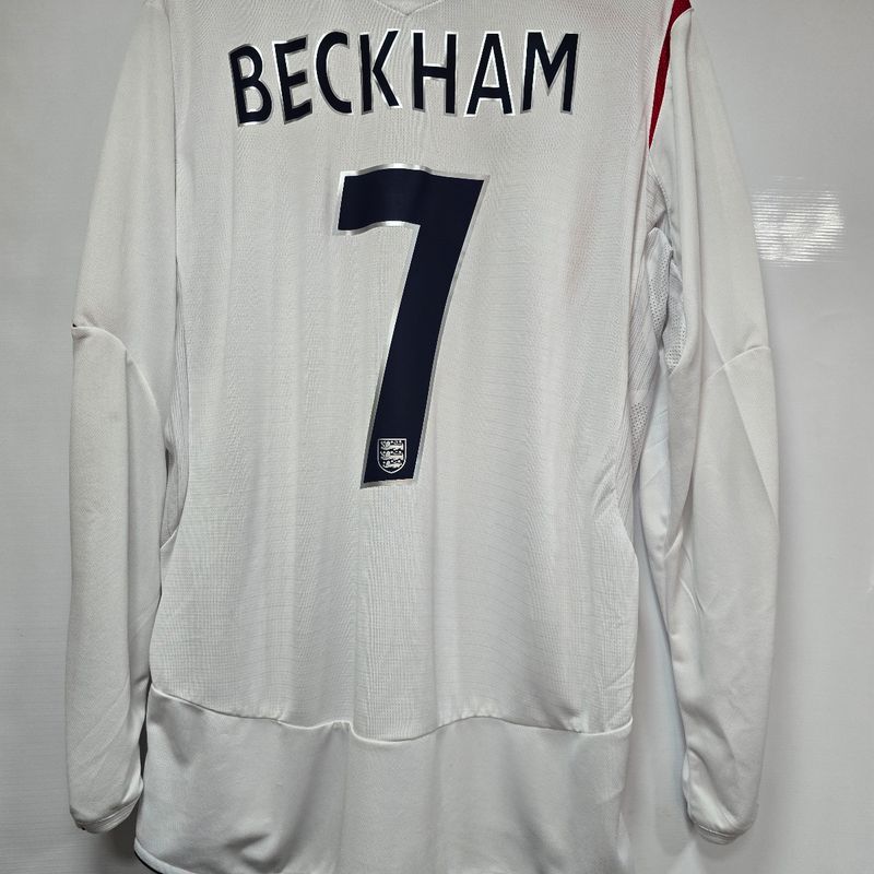 Camisa Inglaterra Home 2006 Manga Longa Beckham 7 Vs Portugal