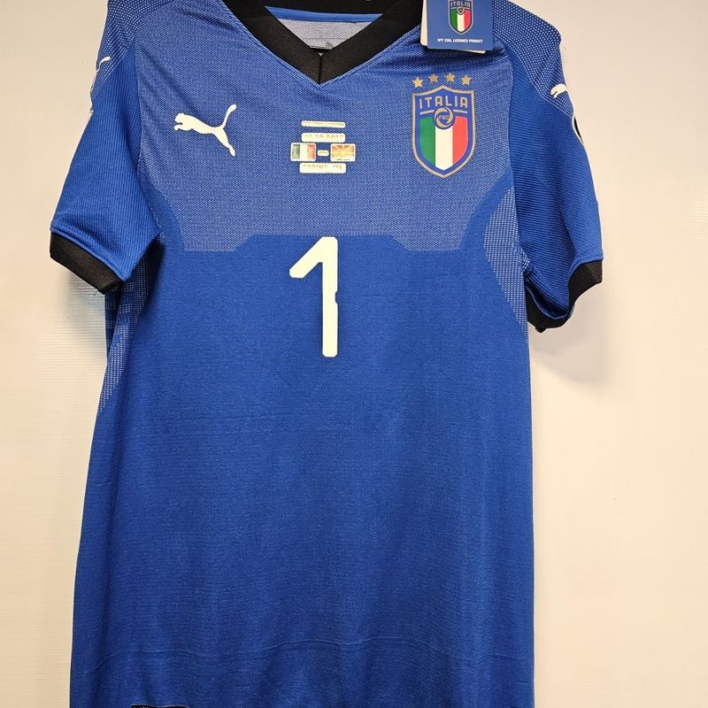 Camisa Itália Azul 18-19 Gg Buffon 1 Vs Macedonia do Norte