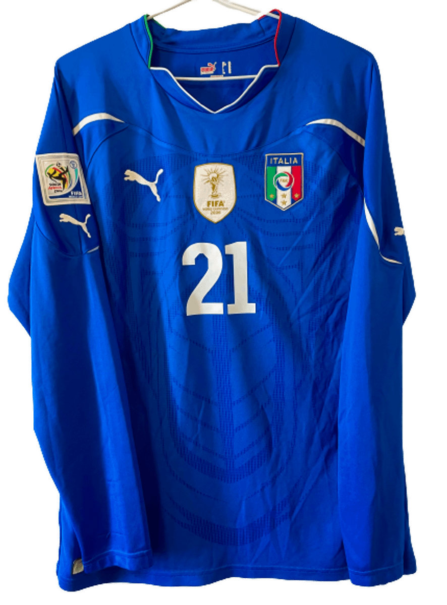 Maillot ITALIE 2010 Domicile S/S N°21 Andrea PIRLO Afrique du Sud Coupe du Monde Neuf avec étiquette | eBay