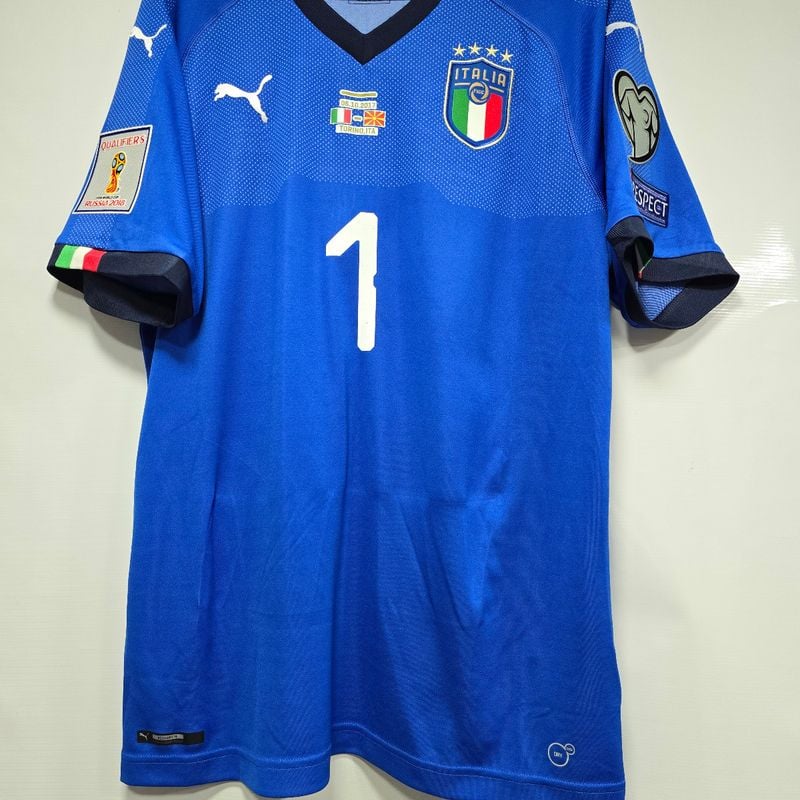 Puma BUFFON 1 ネイビー Lサイズ シャツ Camisa Itália Home 18-19 Buffon 1 Vs Macedonia do Norte Qualifiers