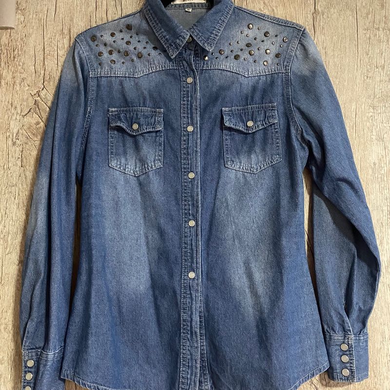 Look Camisa Jeans E Legging Feminino