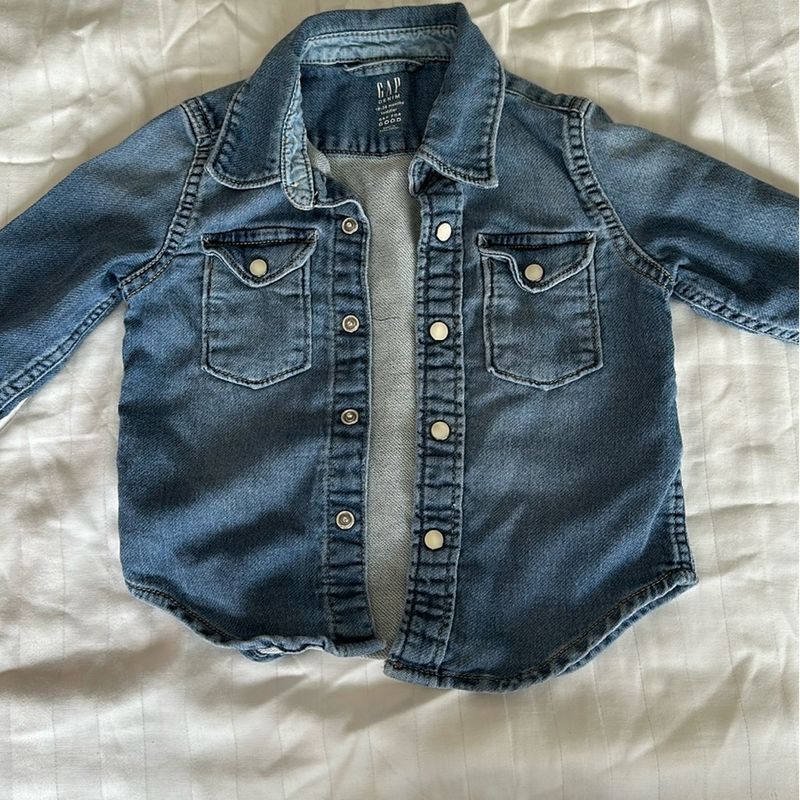 Camisa Jeans Baby Gap Roupa Infantil para Bebê Gap Usado 98670903 enjoei