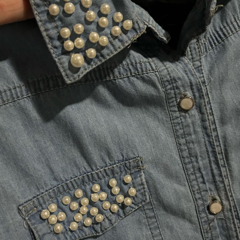 Camisa Jeans Bordada Camisa Feminina Magic Fashion Usado