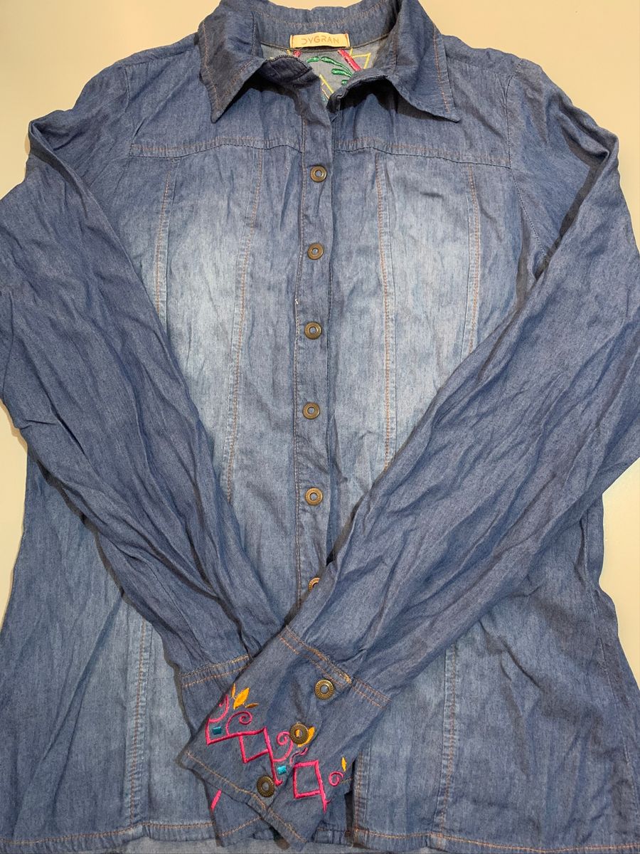 camisas jeans bordadas