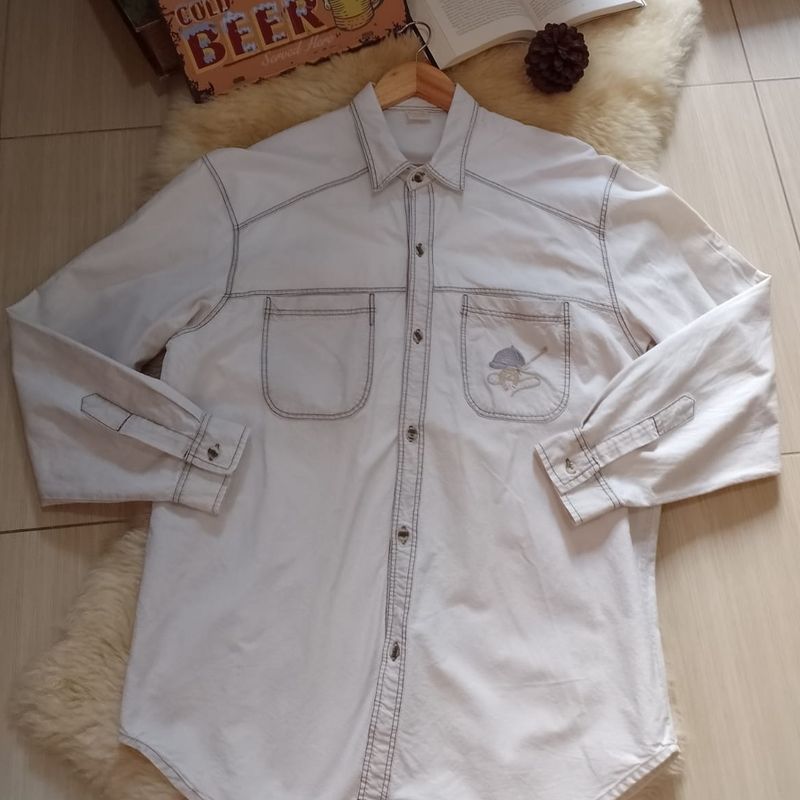 Camisa jeans sale branca