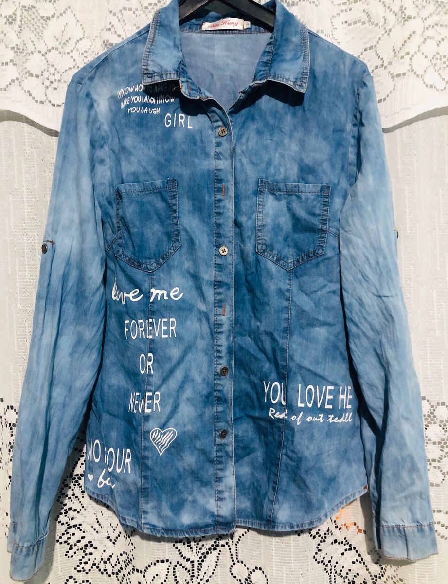 camisa jeans estampada