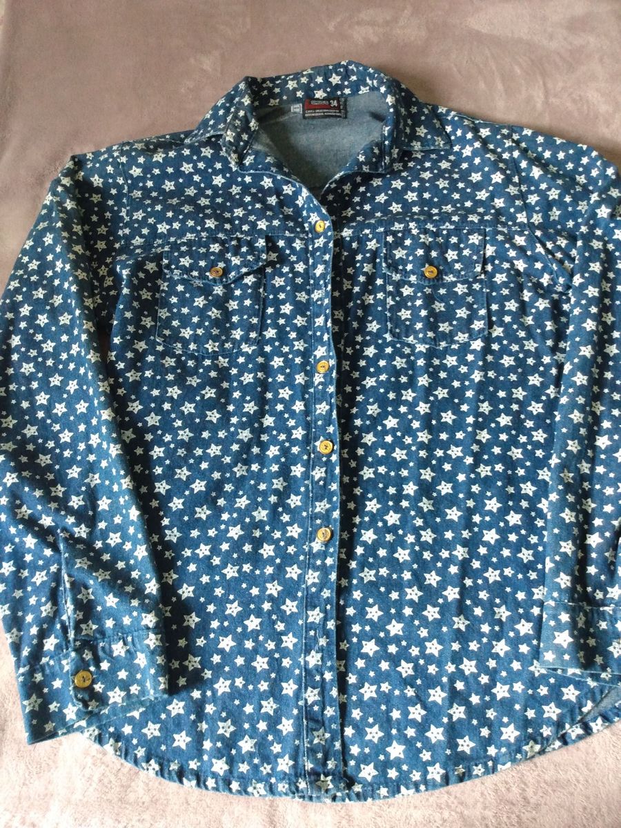 camisa jeans estampada