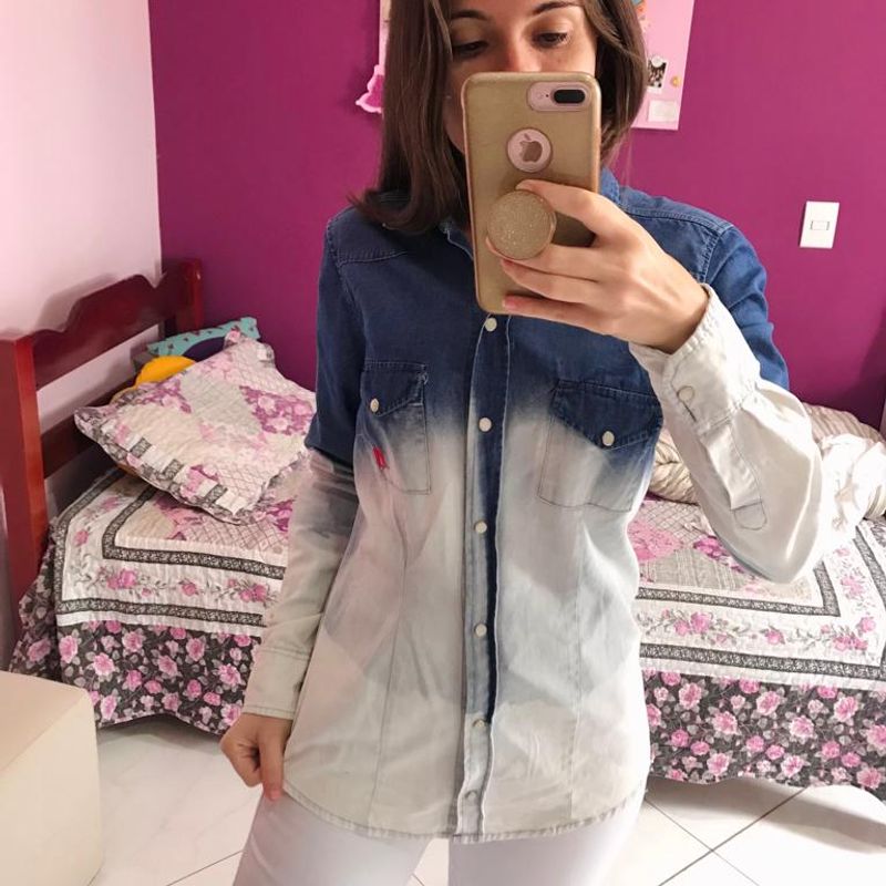 Camisa jeans hot sale feminina polo wear