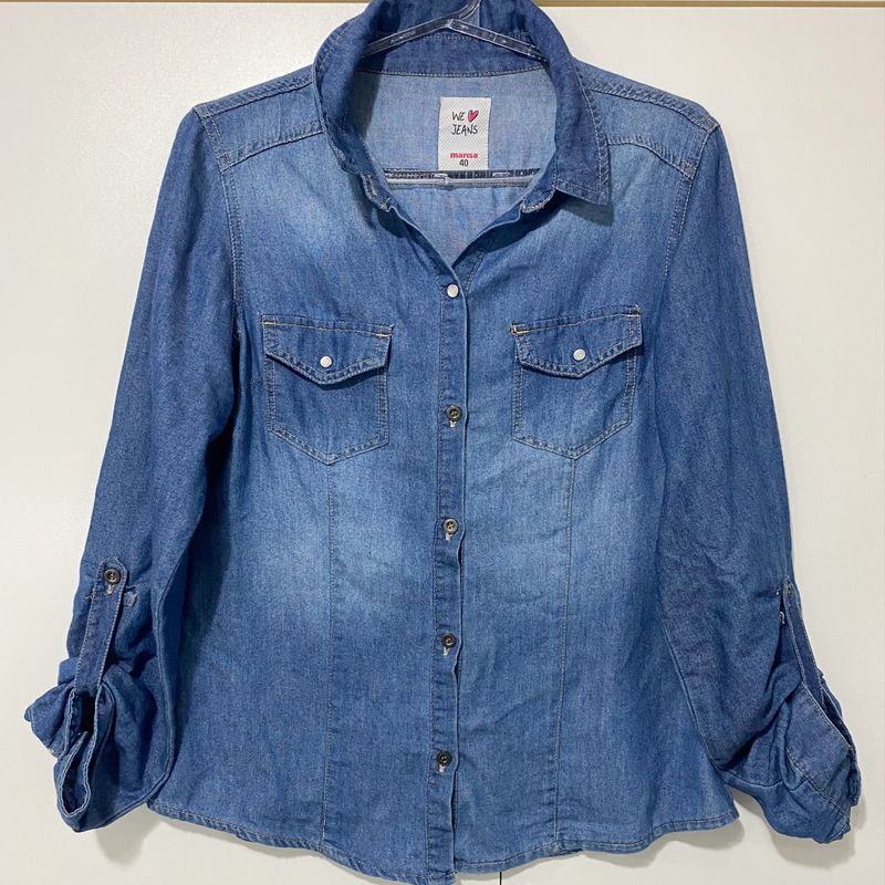 Camisa jeans clearance feminina marisa