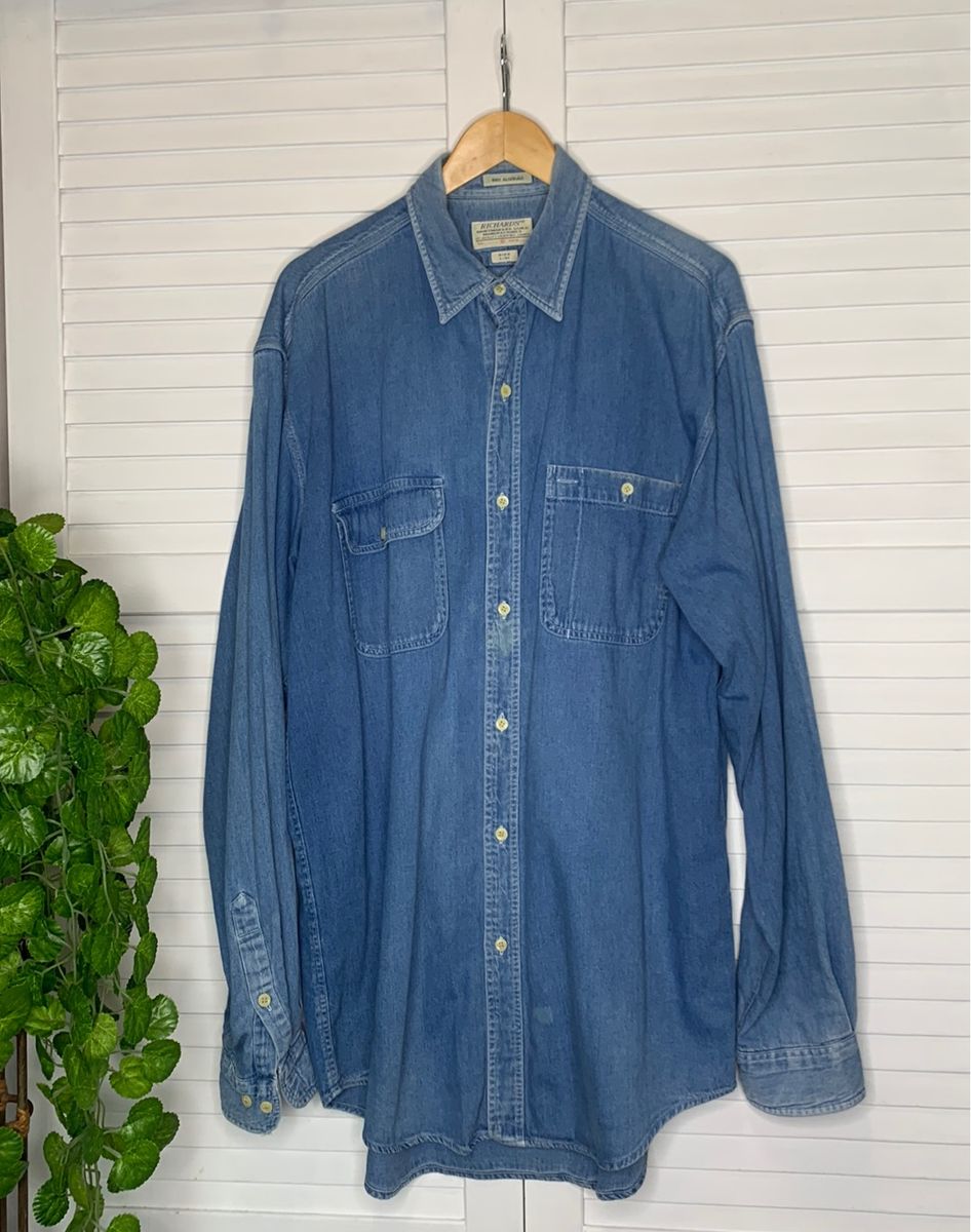Camisa Jeans Masculina Richards em Puro Algodão Azul, Vintage Anos 2000 ...