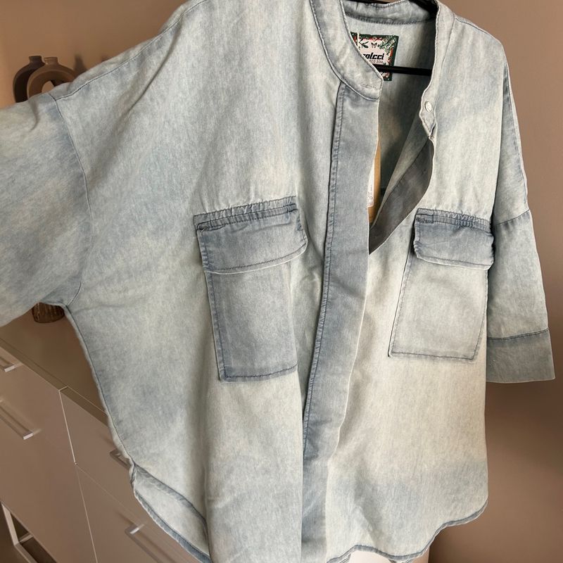Oversized Camisa Jeans Feminina Colcci Camisa Jeans Indigo Loose