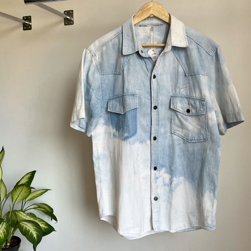 Denim Outfit Con Blusa Tie Dye Dark Blue Denim Party Dress Ladies - Main Image