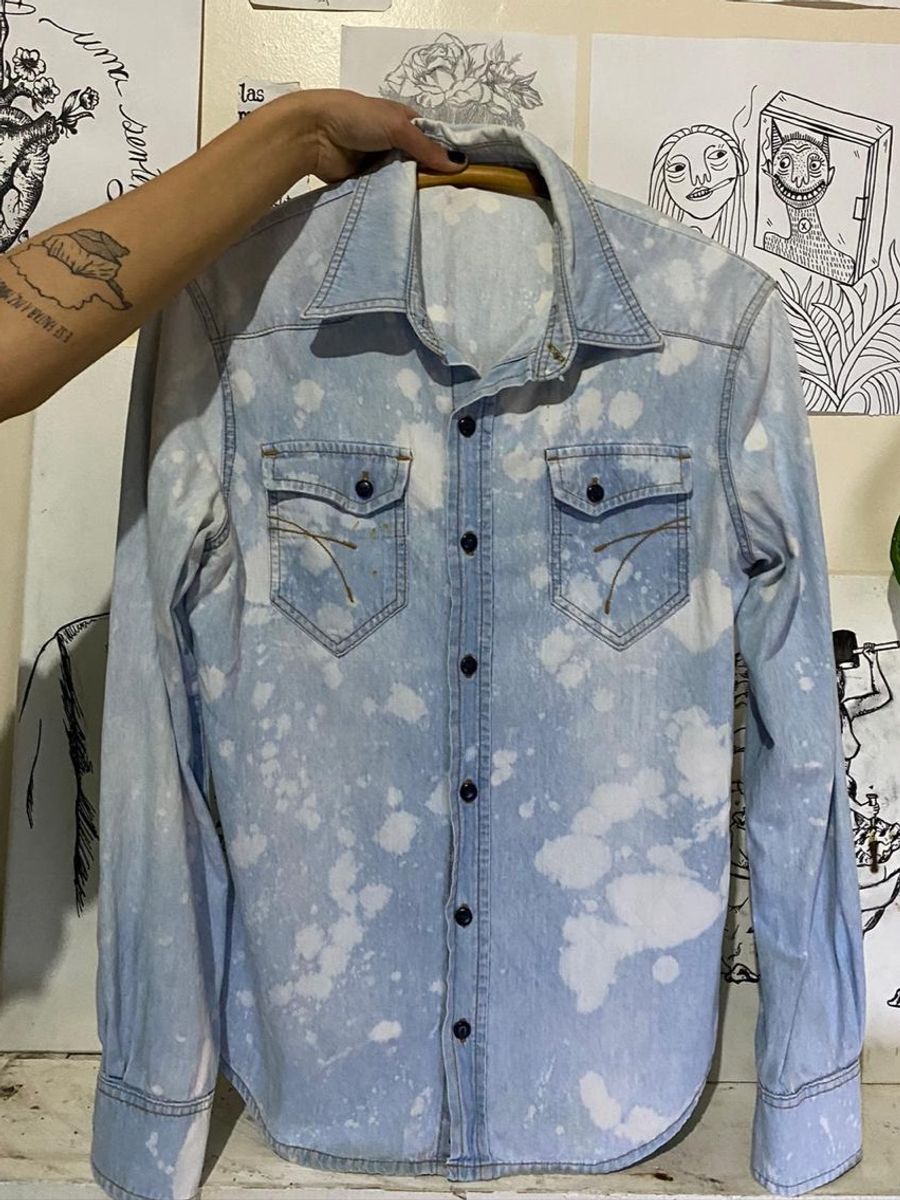 camisa jeans customizada