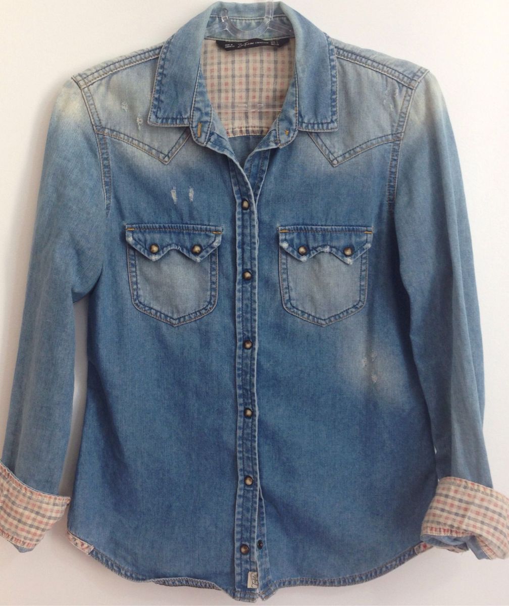 camisa jeans zara feminina