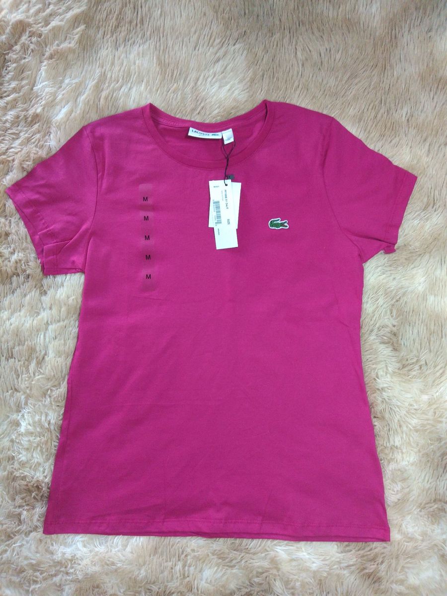 camiseta baby look feminina lacoste