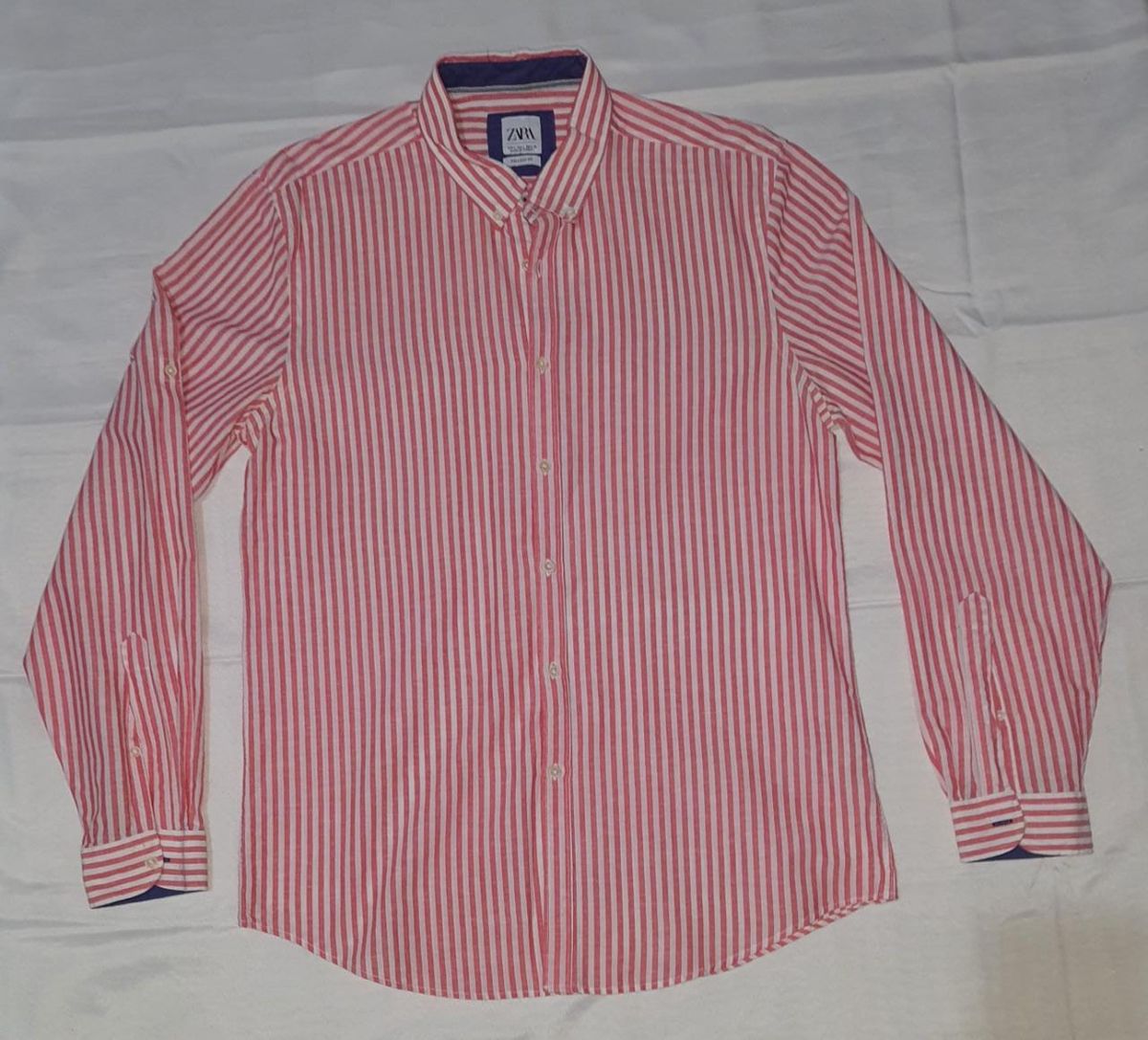 Camisa Listrada Vermelha e Branca Zara | Camisa Masculina Zara Nunca ...