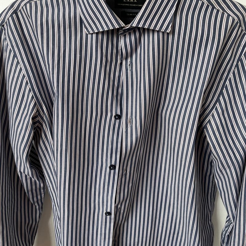 Camisa Zara Listrada Manga Bufante Original - QYY39