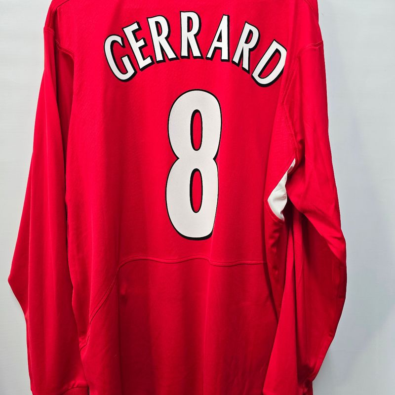 Camisa Liverpool Home 04-05 Gg Manga Longa Gerrard 8 Final