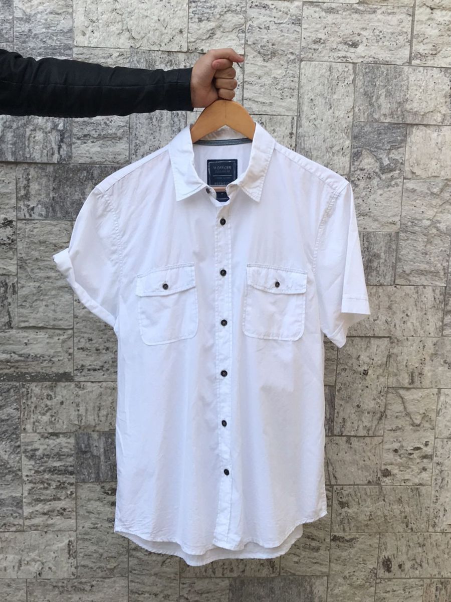 camisa manga curta branca masculina