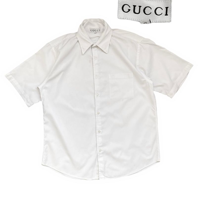 Camisa Manga Curta Gucci Vintage Branca Social de Botão | Gucci